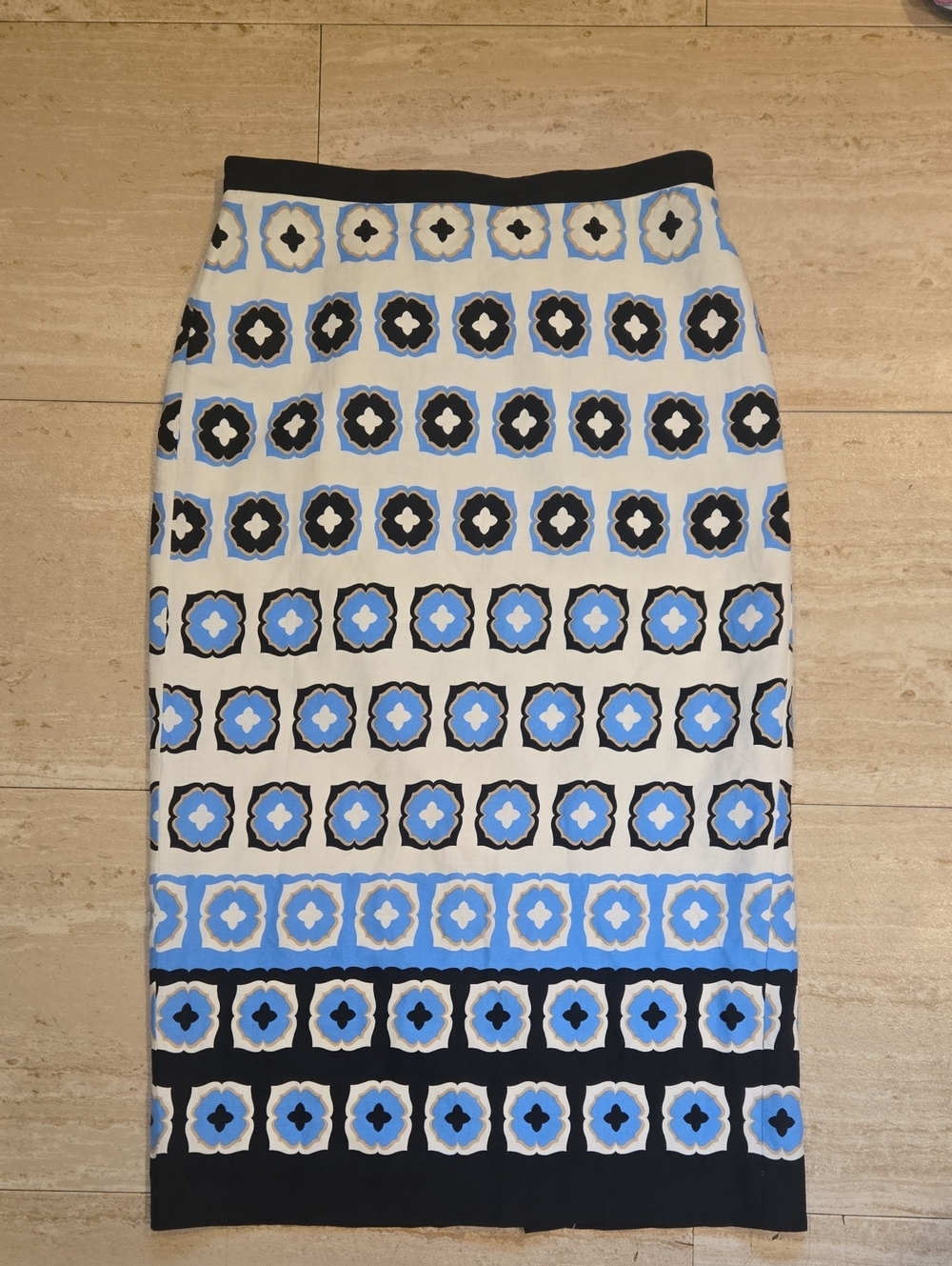 Ann Taylor Geometric Design Print Midi Pencil Skirt
